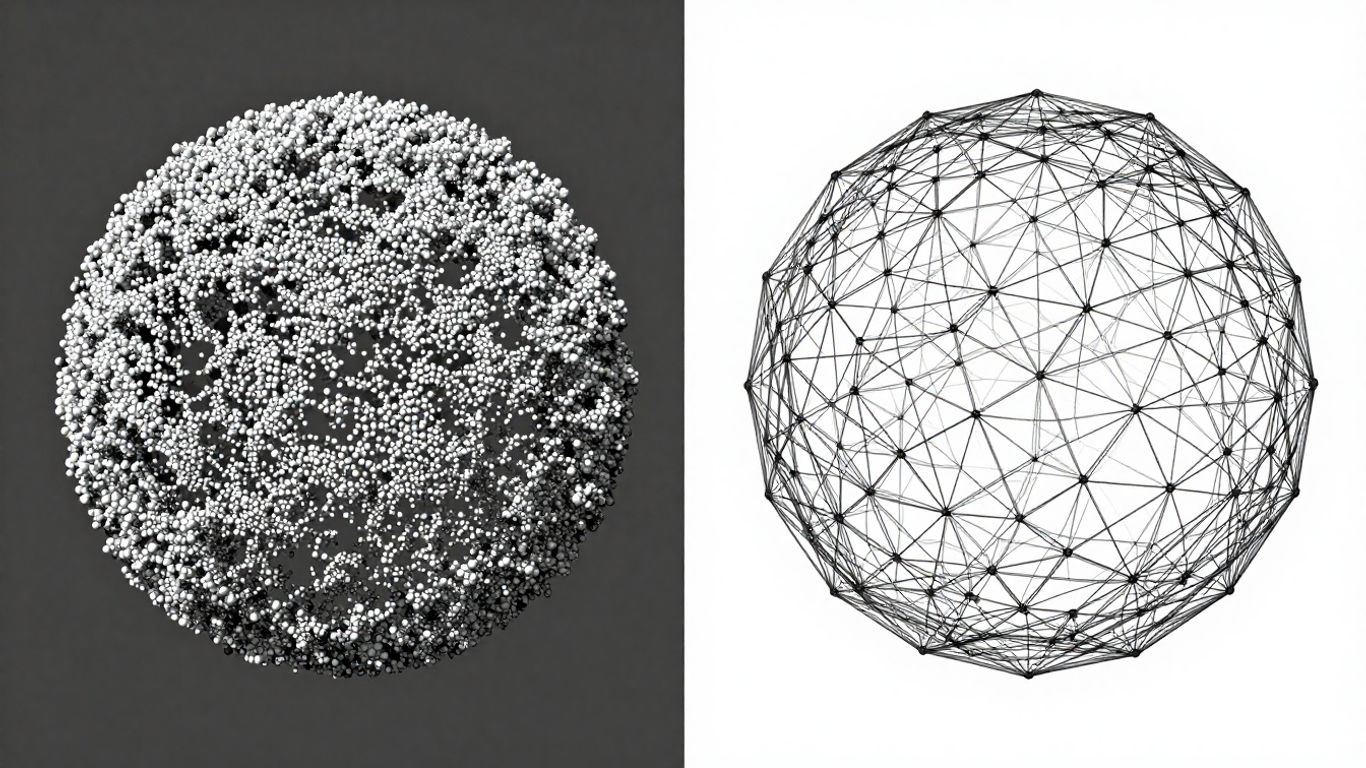Point cloud versus mesh 3D model comparison.
