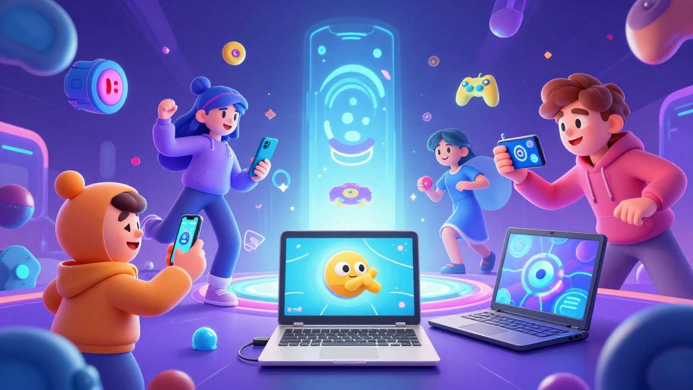 Players enjoying games on multiple devices together