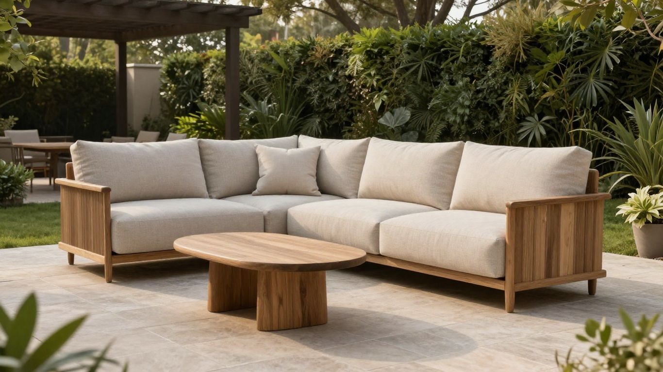 Comfortable outdoor sofa with neutral cushions