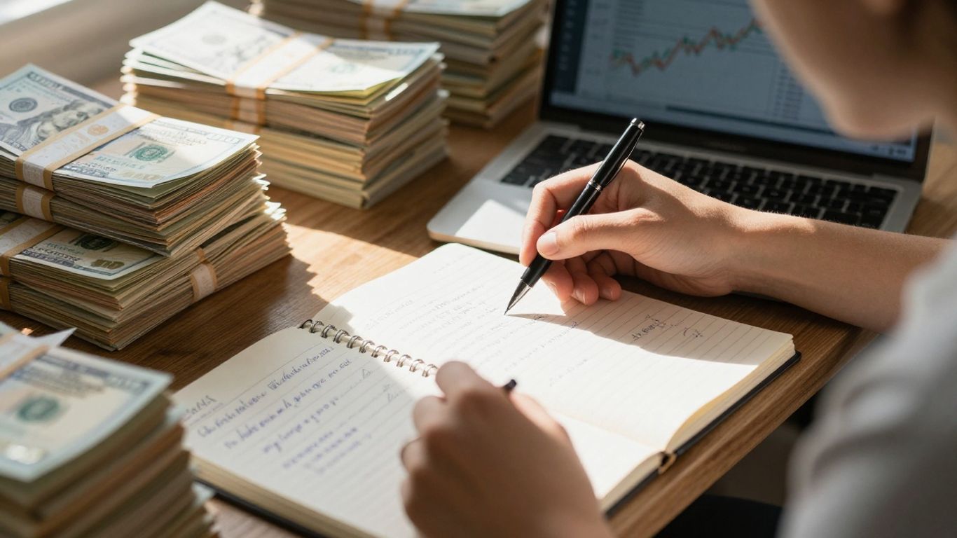 Beginner trader learning risk management with financial charts.