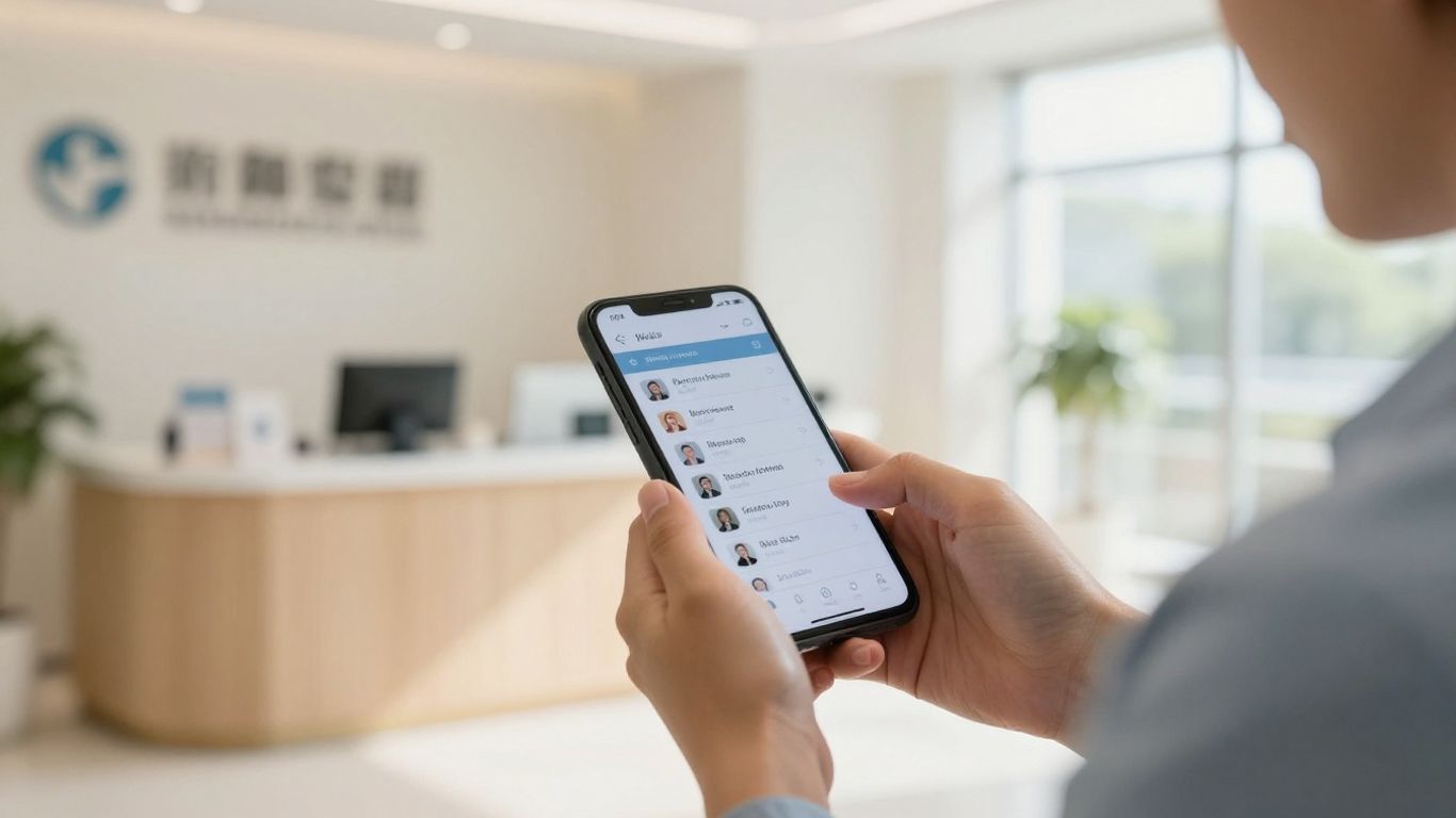 Patient using clinic booking system on smartphone