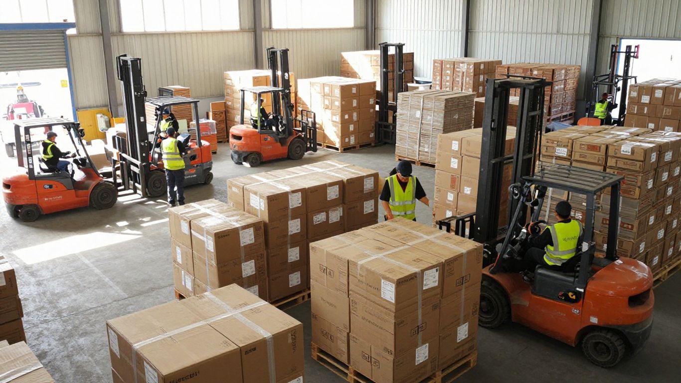 Warehouse staff confirming an order before Alipay payment on 1688