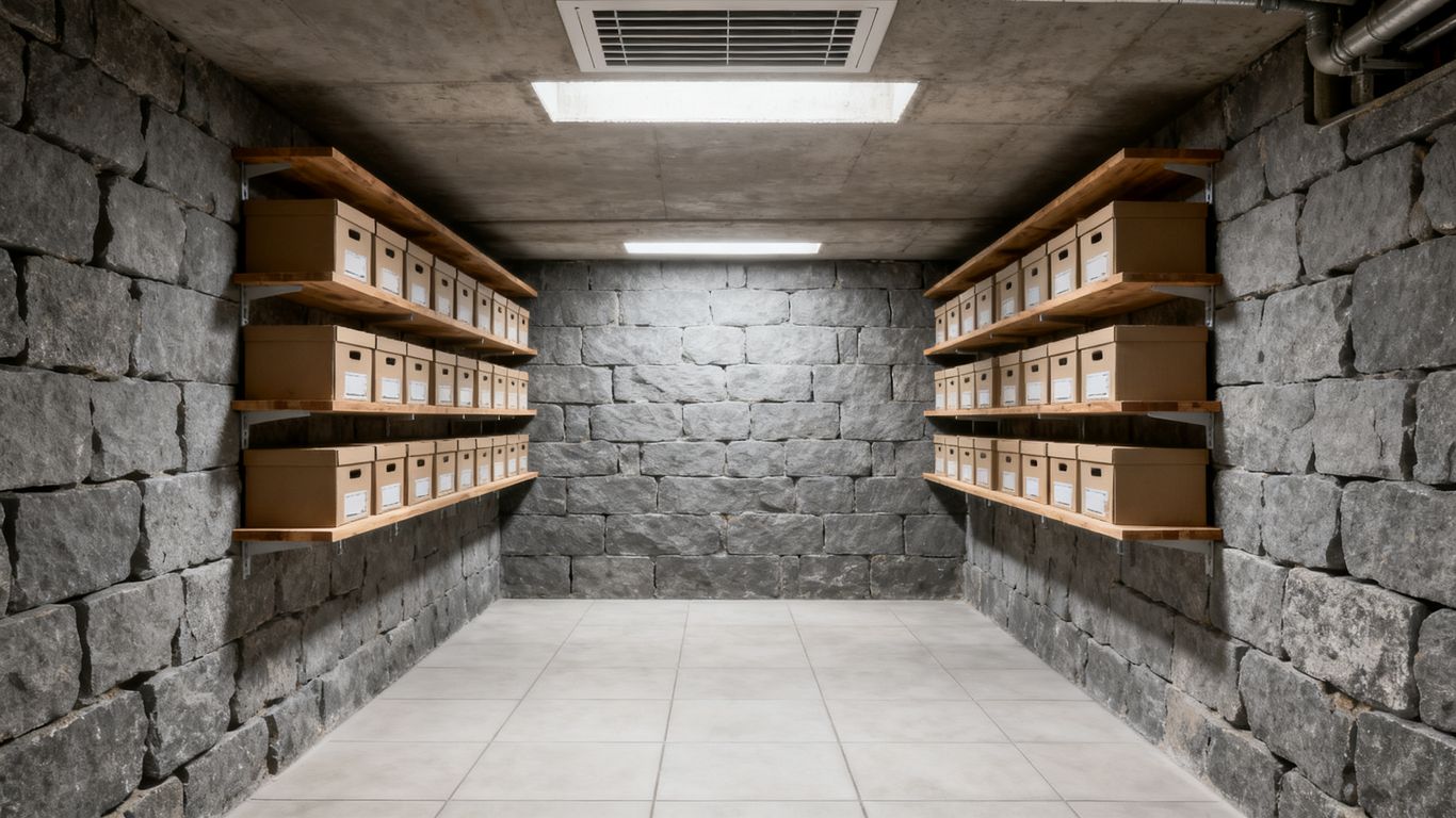 A damp basement interior scene