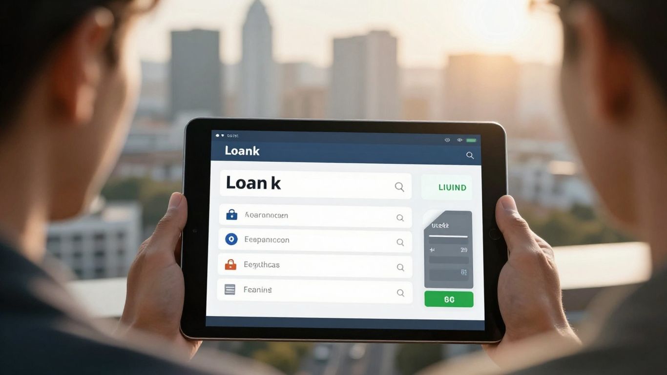 Personal loan calculator on a tablet screen.