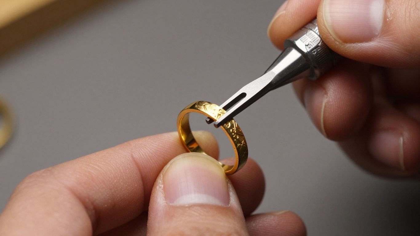 Agrandissement d'une bague en or par un bijoutier.