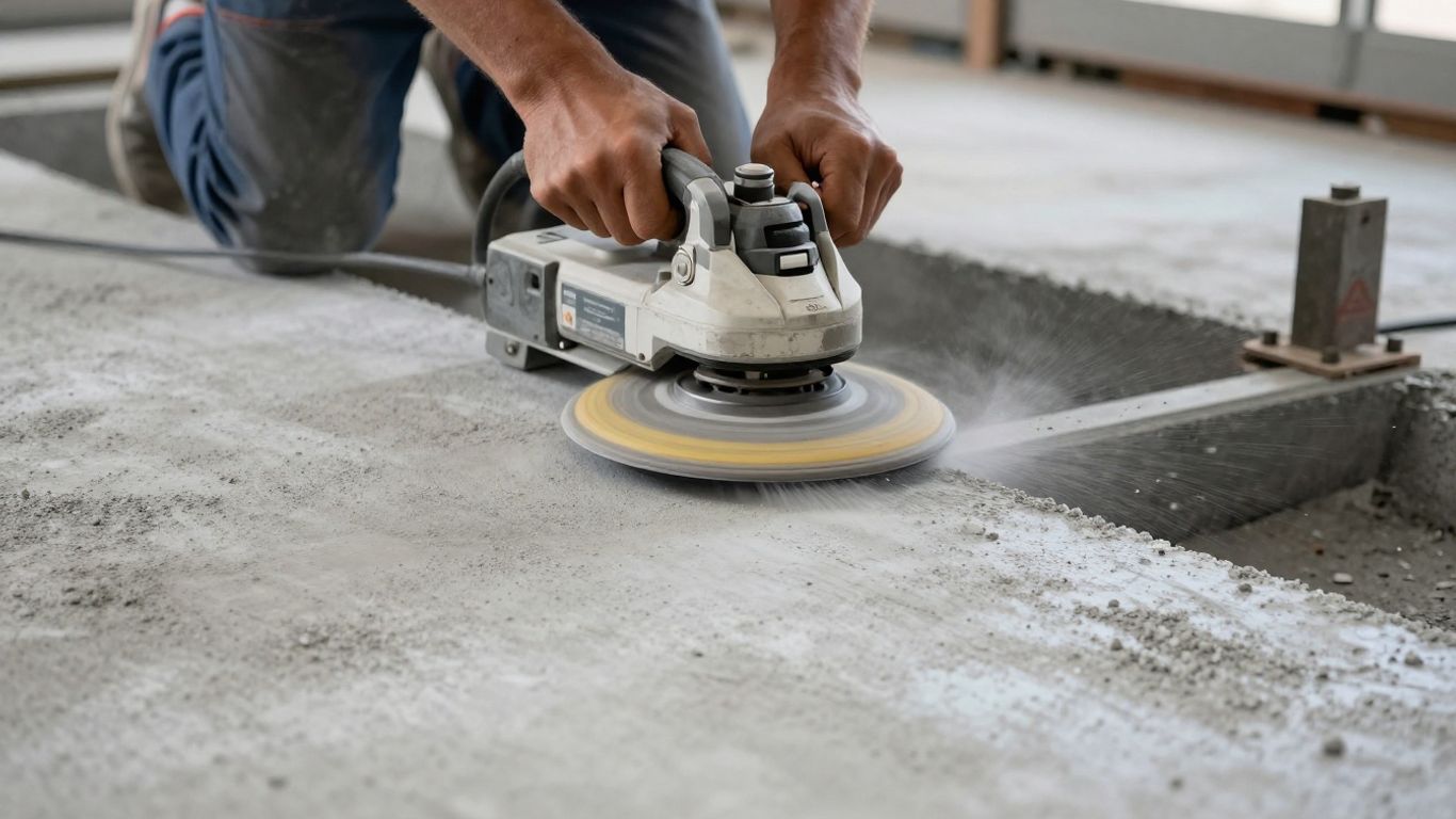 Diamond grinding equipment working on concrete floor