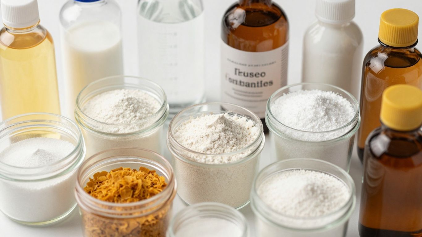 Food additives and emulsifiers in containers.