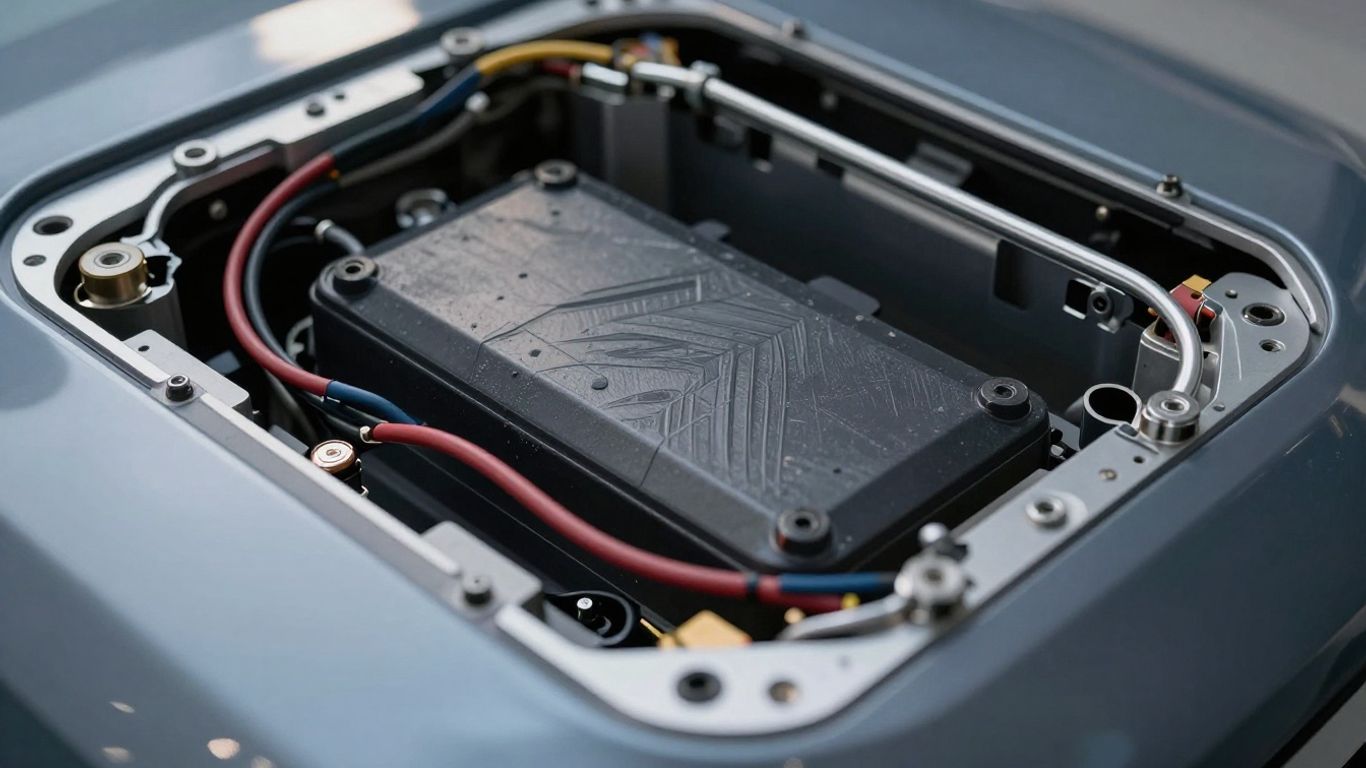 Renault Zoé Elektroauto-Batterie im Nahaufnahme.
