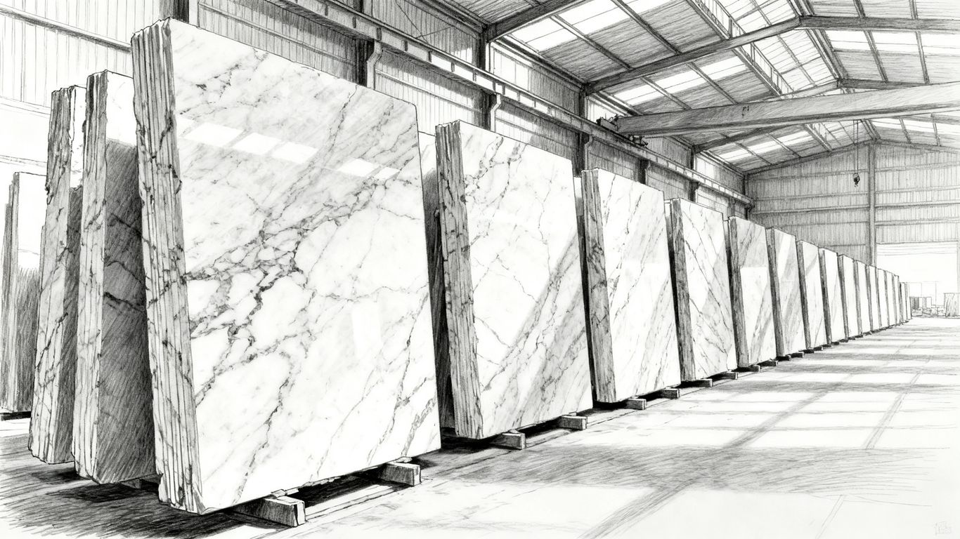 Premium marble slabs in inventory