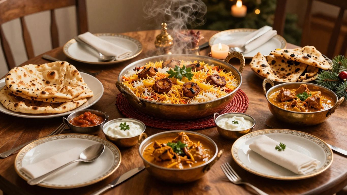 Festive Indian curries with rice and breads