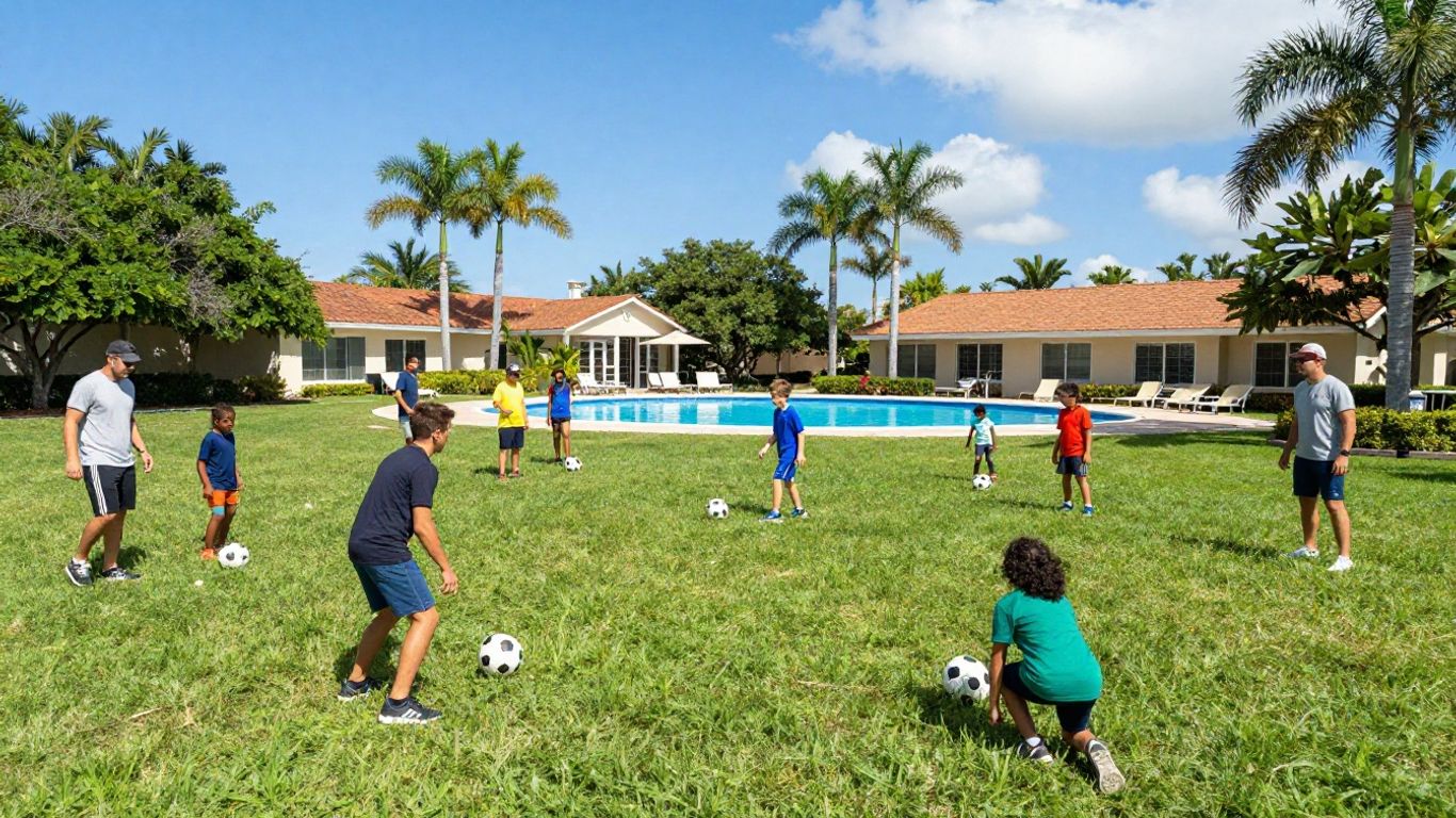 Active families enjoying sports