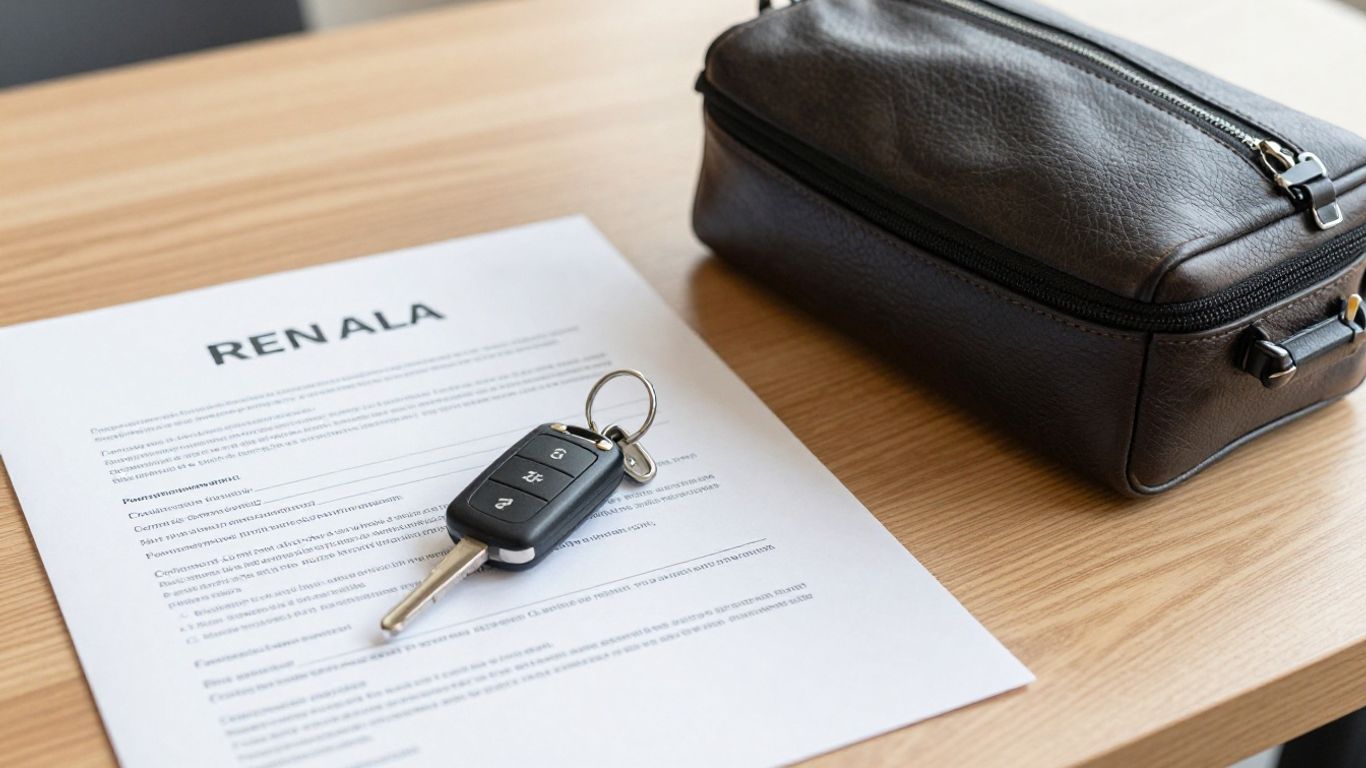 A set of keys and travel documents on a desk