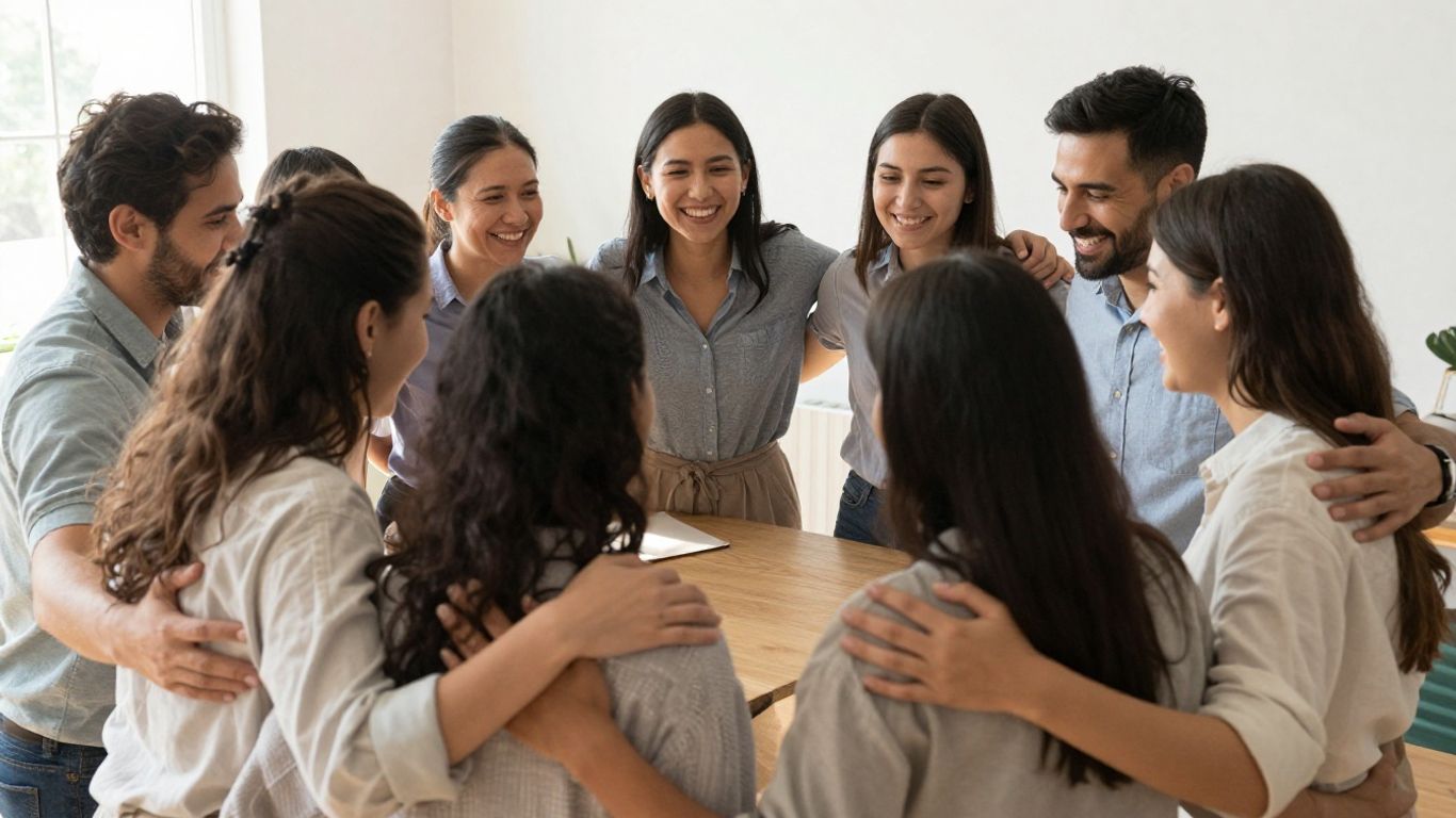 People supporting each other during rehabilitation.