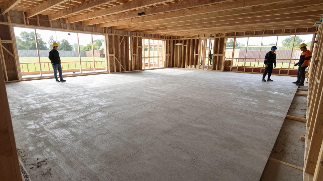 Insulated sports hall floor under construction