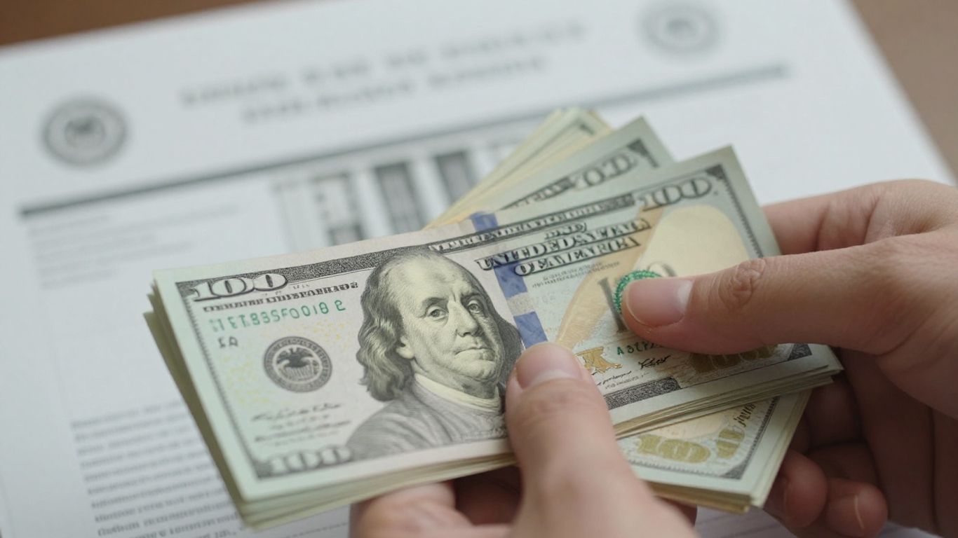 Money and official documents related to disability pension.