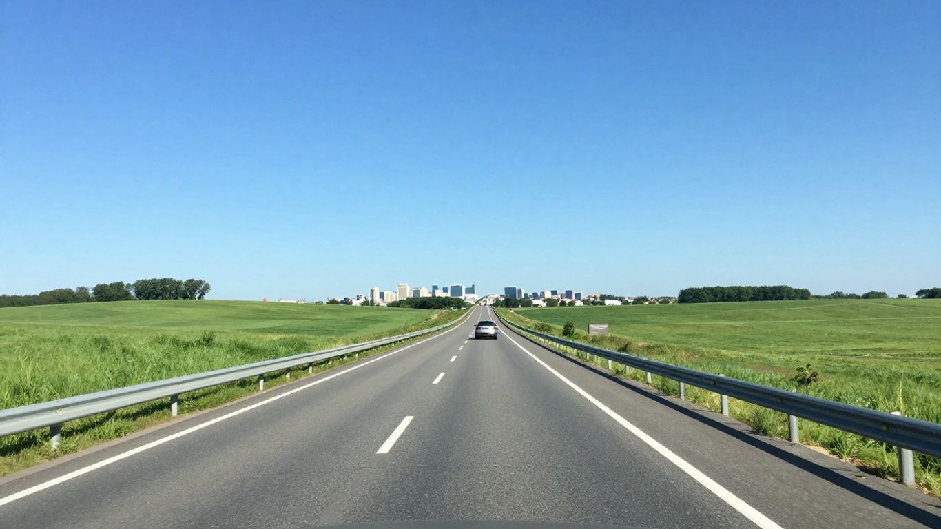 Car driving on highway towards Amsterdam from Calais.