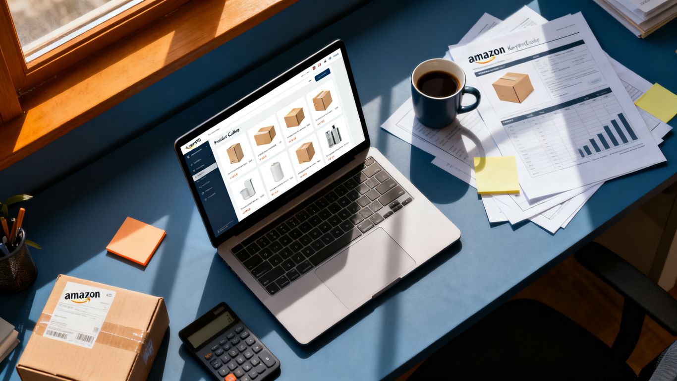 Amazon keyword research workspace with product notes