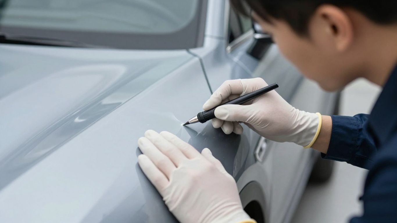 Kfz-Gutachter prüft Auto auf Schäden