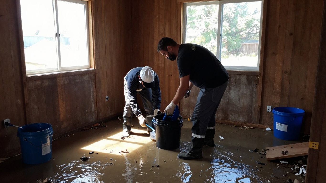 Flood damage cleanup in a Berkeley Lake home.