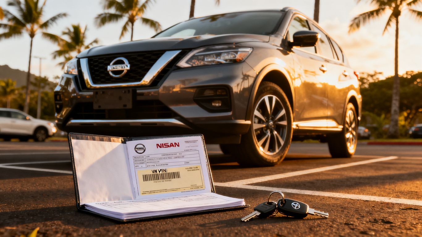 Nissan parked safely while owner gathers documents