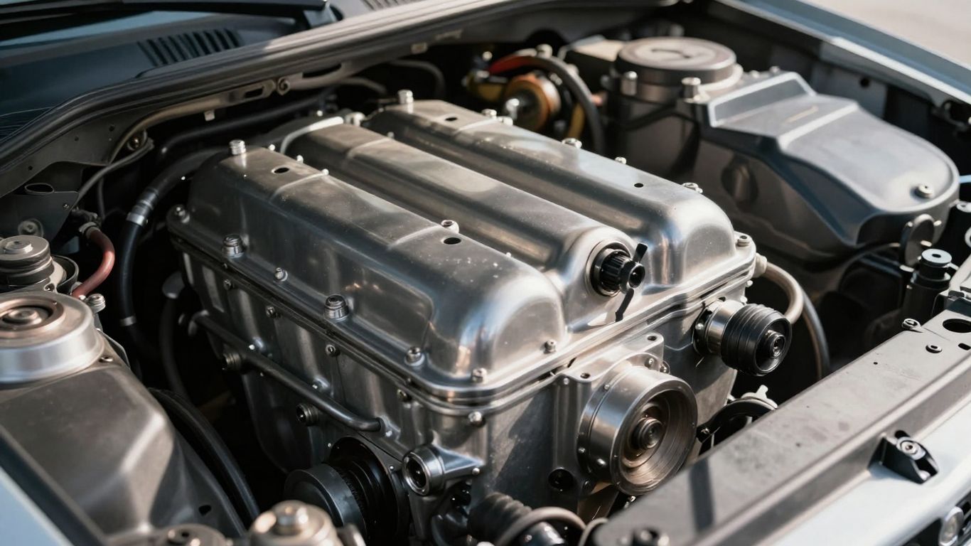 Clean used car engine, ready for installation.