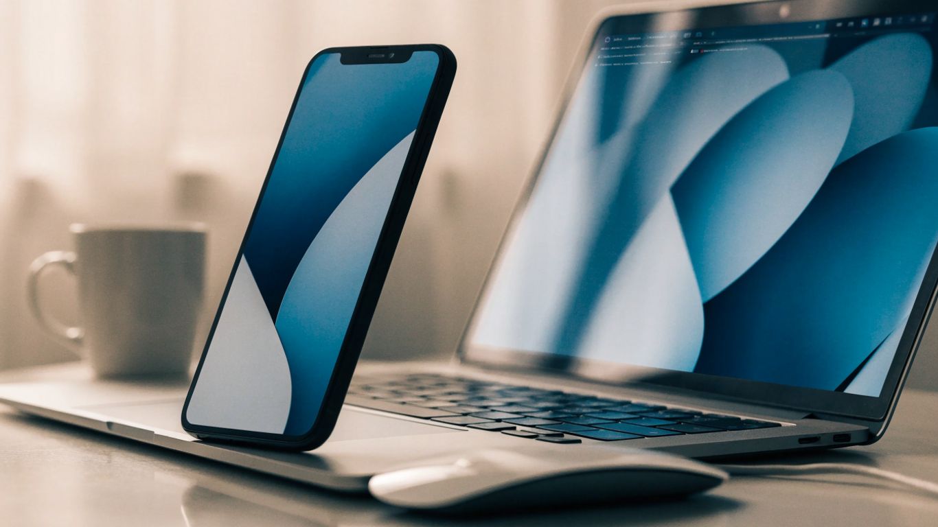 Performance metrics displayed beside a mobile webpage