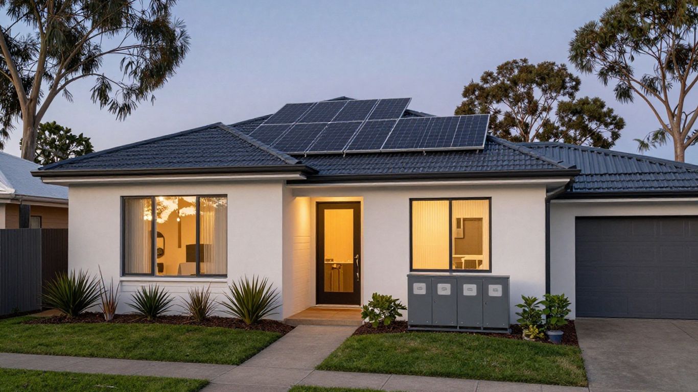 Modern Australian home with solar battery system