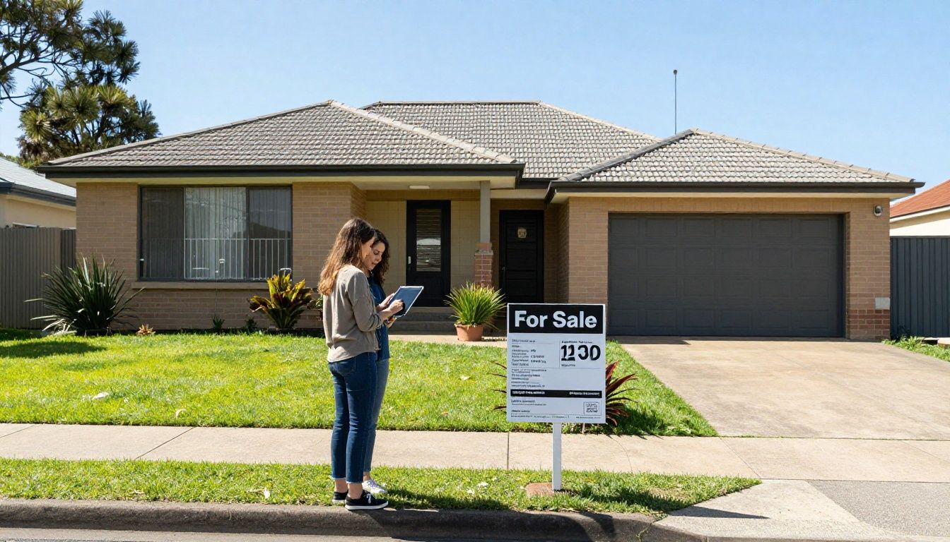 Couple looking at property investment in Australia.