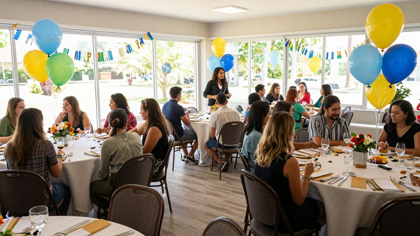 Graduation party venue in Addison, TX with decorations.