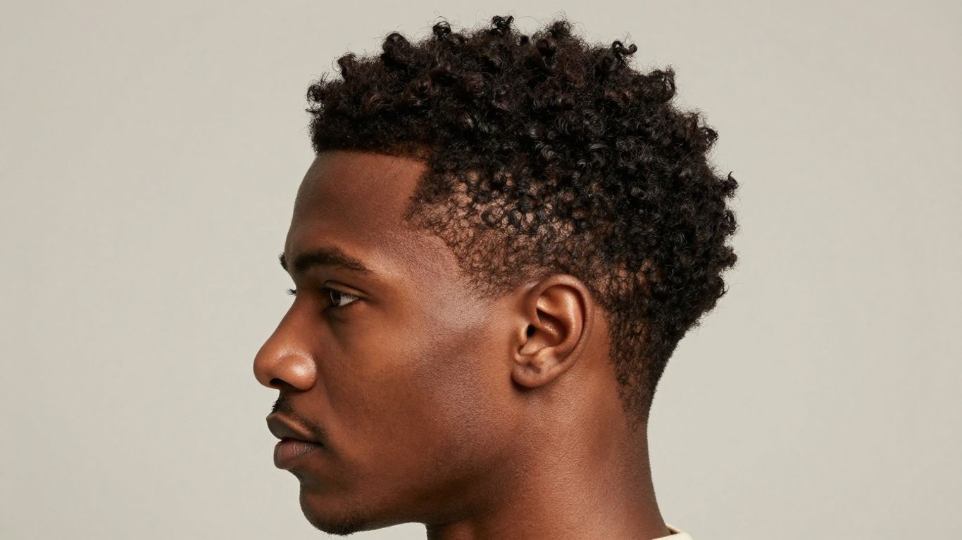 Man with stylish natural black male haircut.
