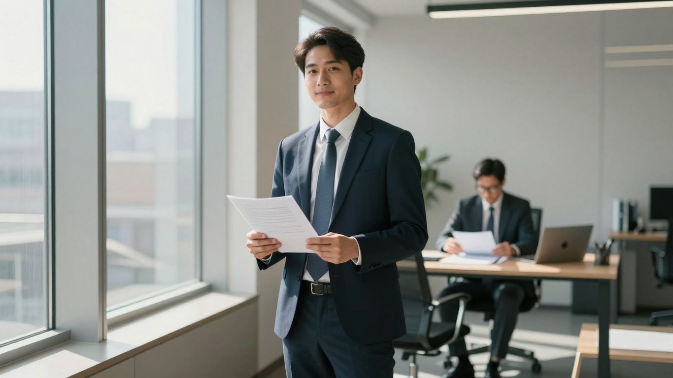 Real estate brokers in an office setting.