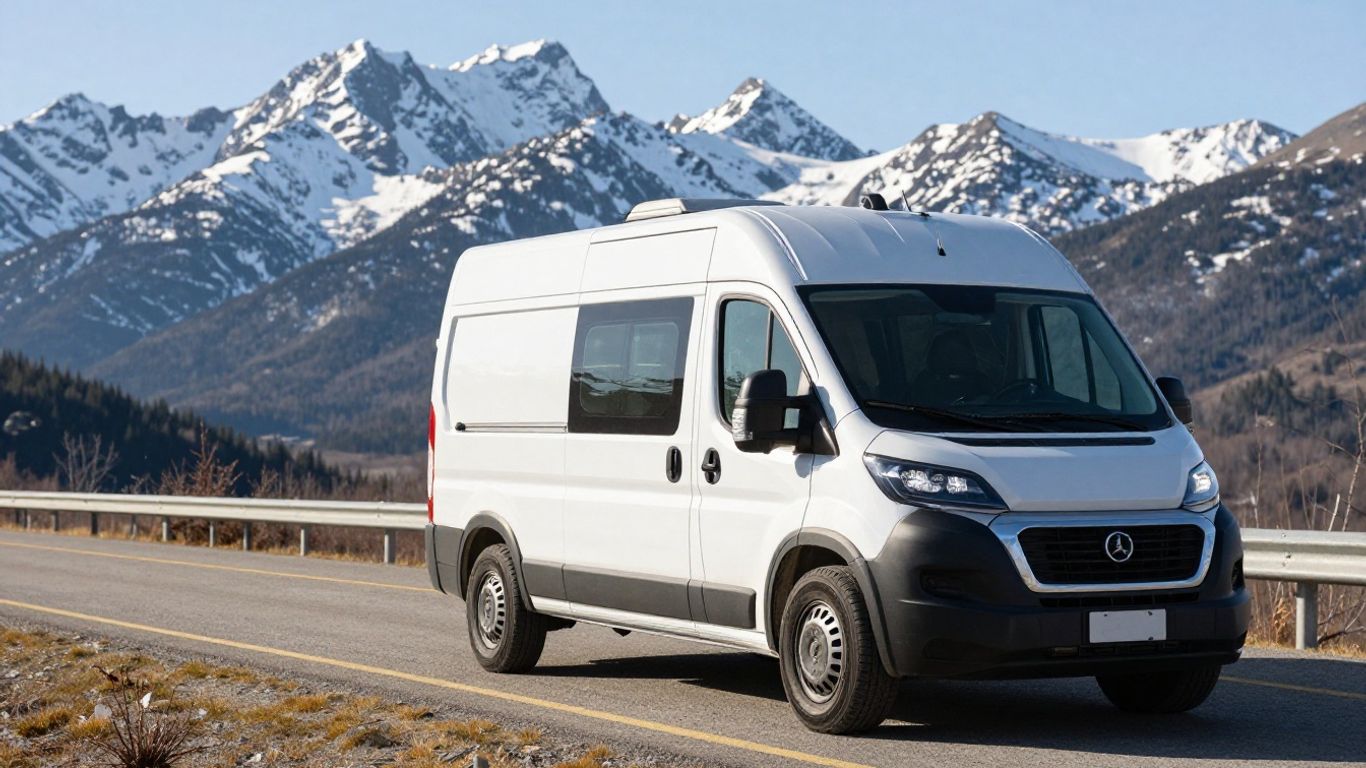 Campervan parked in scenic Canadian mountains