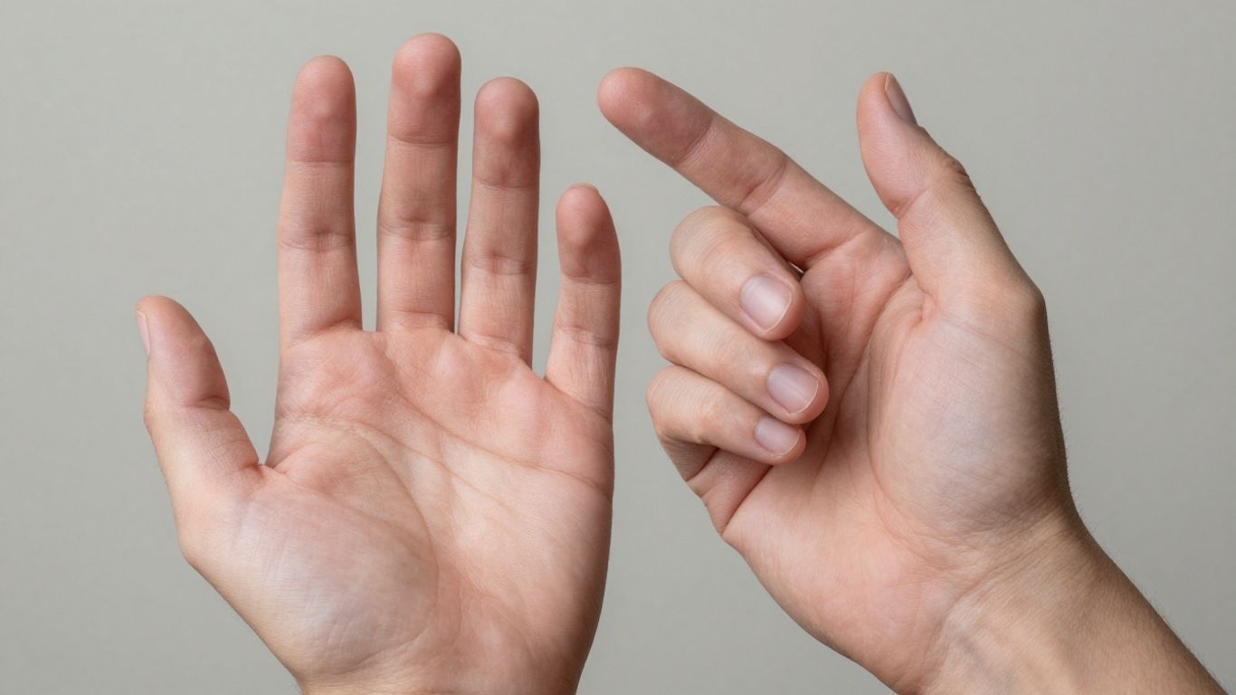 Hands illustrating symptoms of Raynaud's and neuropathy.