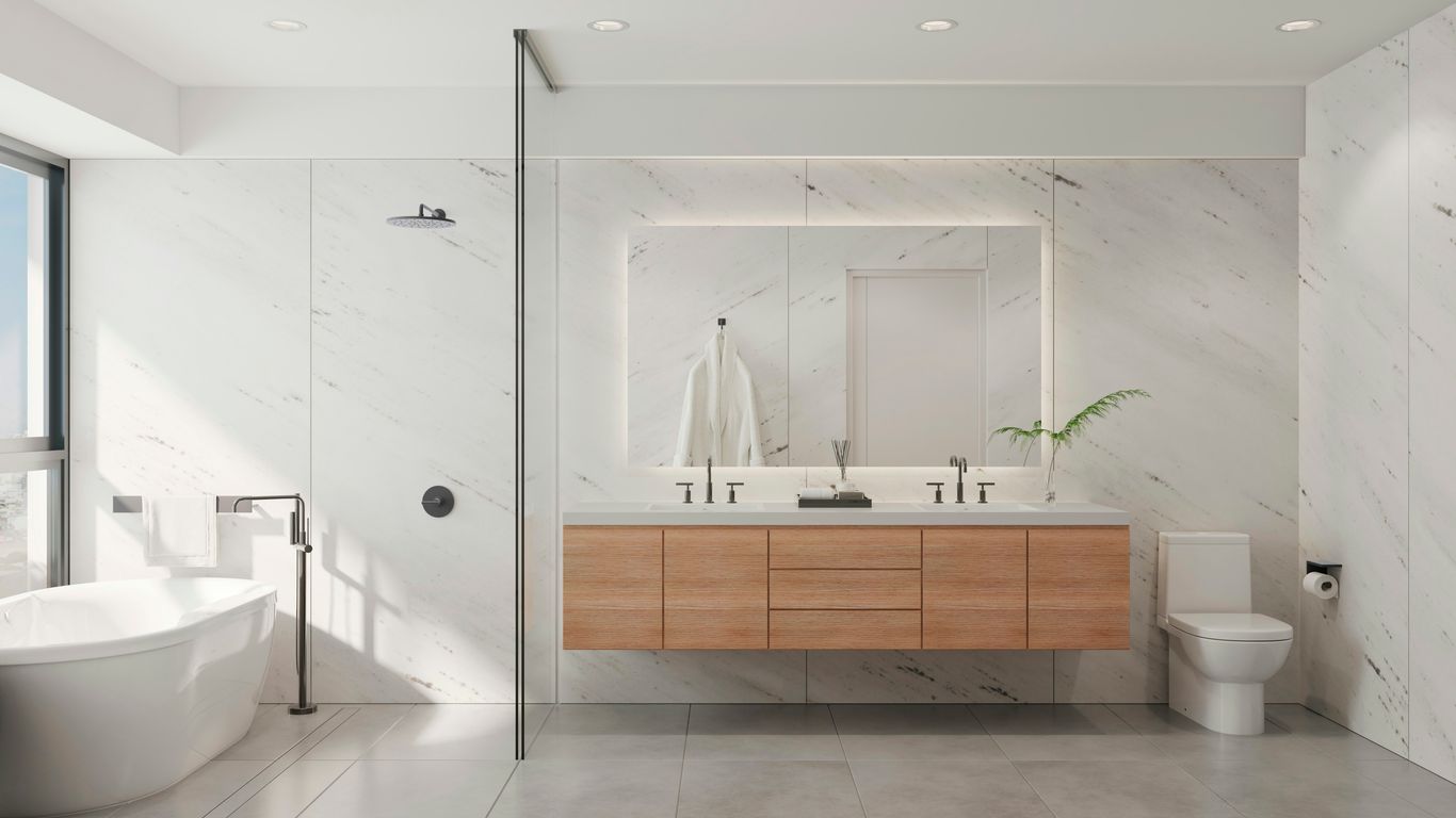 Stone bath delivery planning indoors