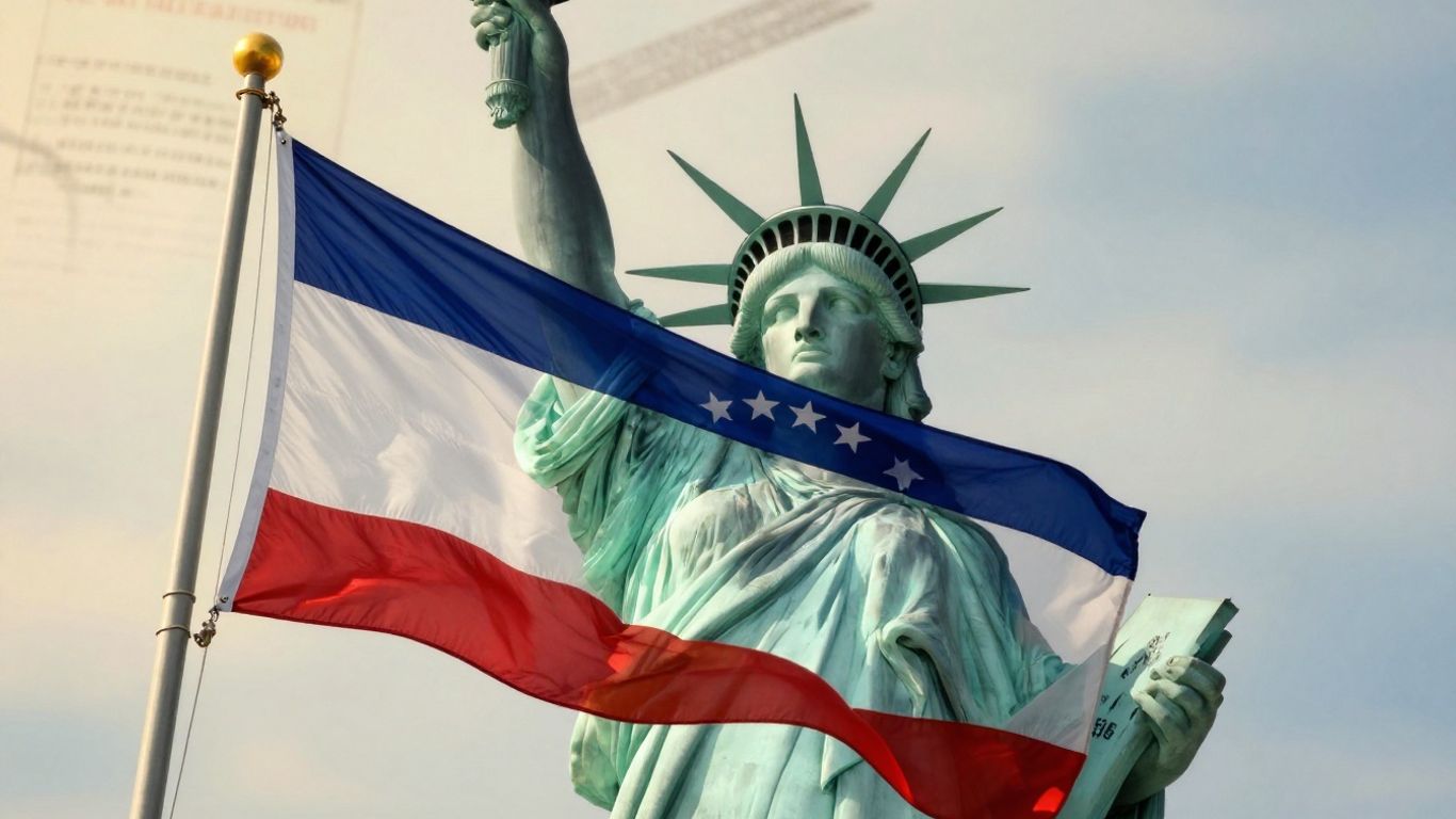 Venezuelan flag and Statue of Liberty