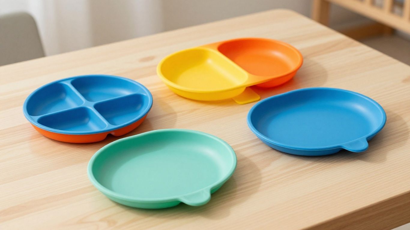 Platos de silicona infantiles sobre mesa