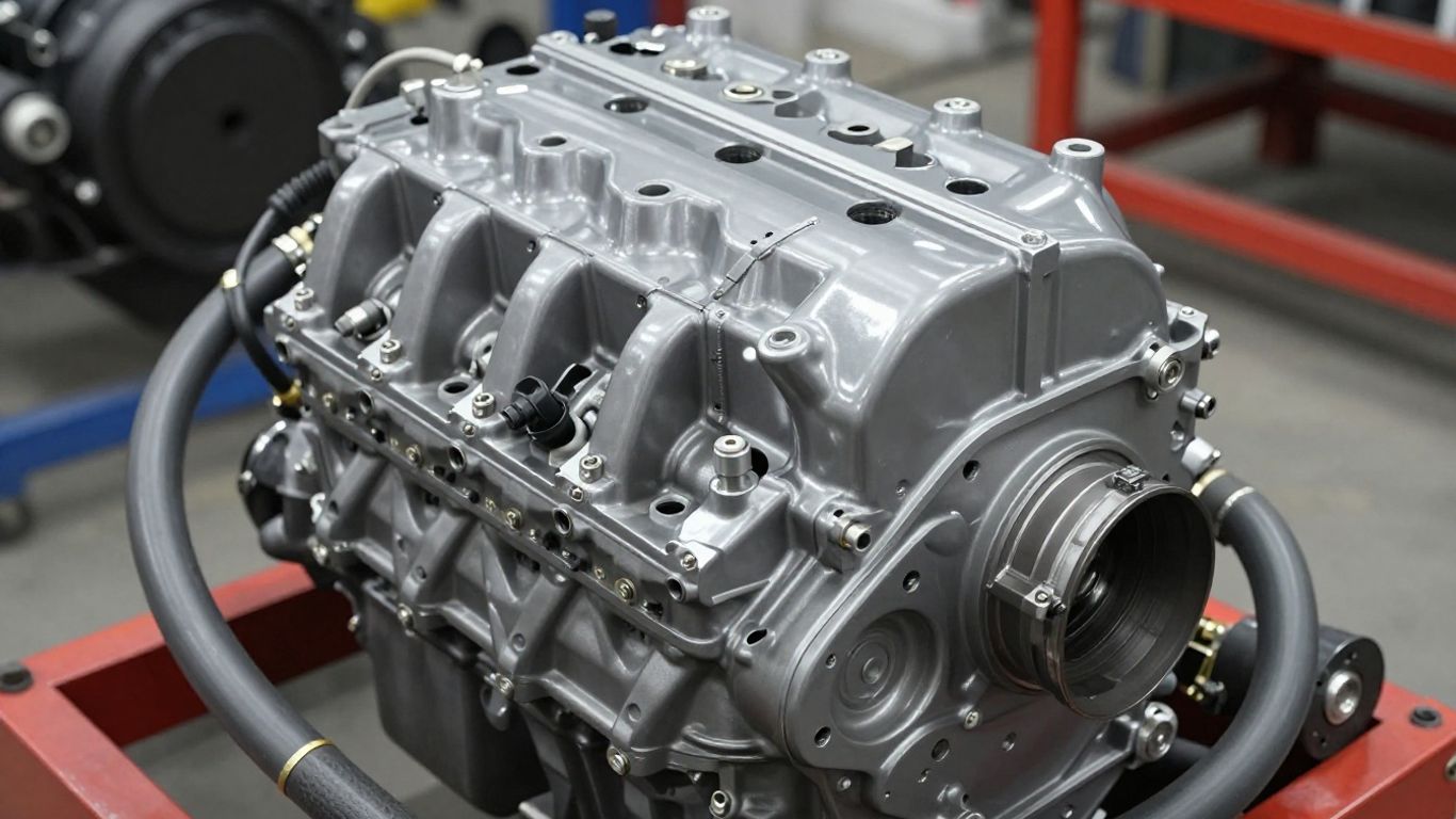 Low kilometer Mitsubishi engine in workshop
