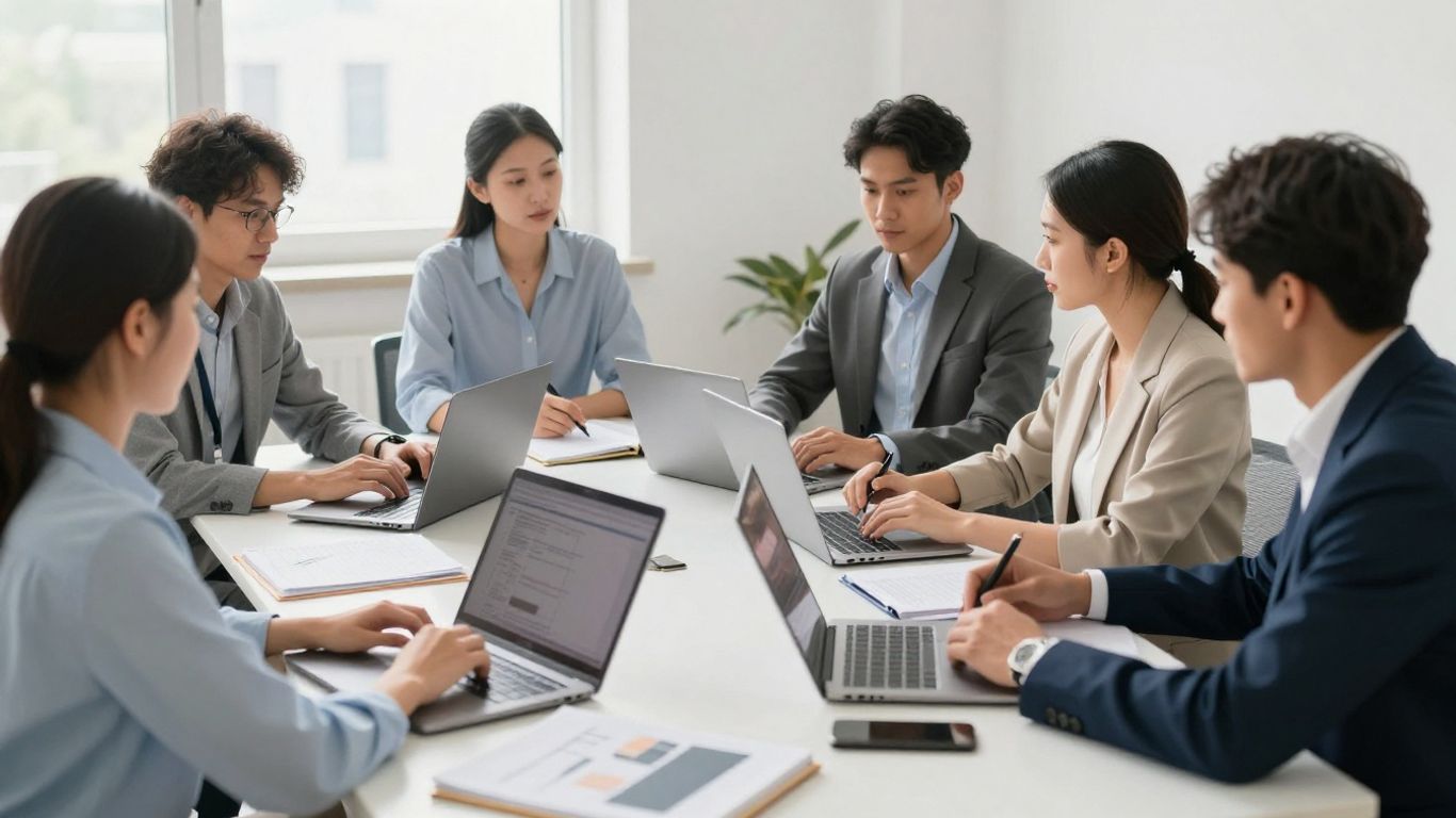 Team collaborating on digital marketing strategy