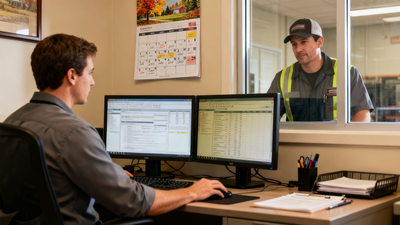 HVAC dispatcher reviewing qualified service leads