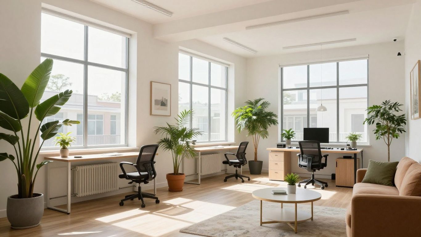 Modern office interior with fresh paint and natural light.