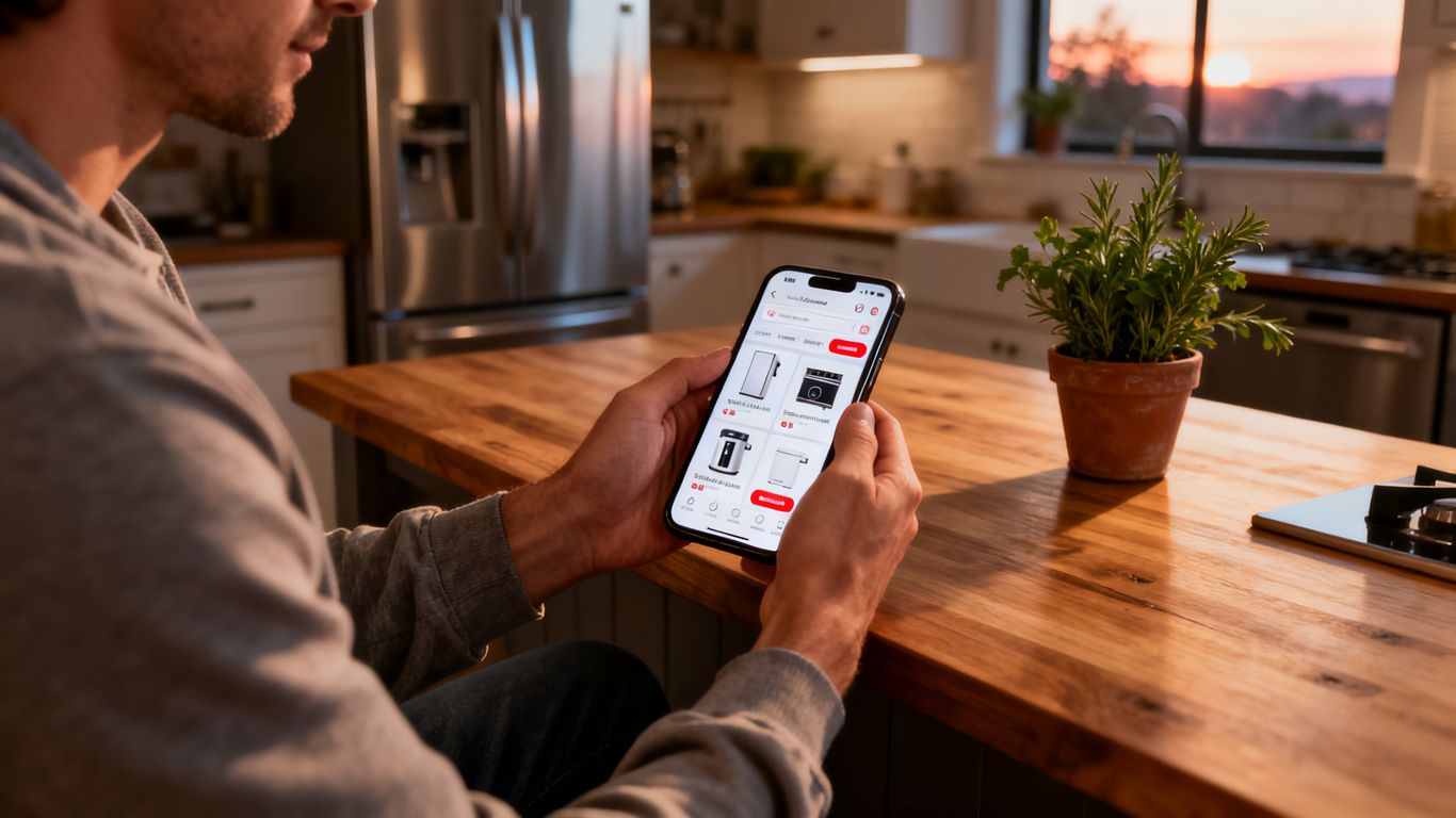 Shopping on a mobile device for home appliances
