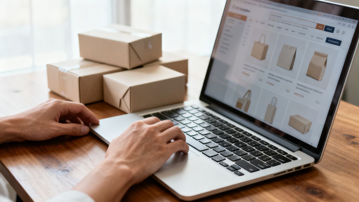 Amazon product targeting analysis at desk