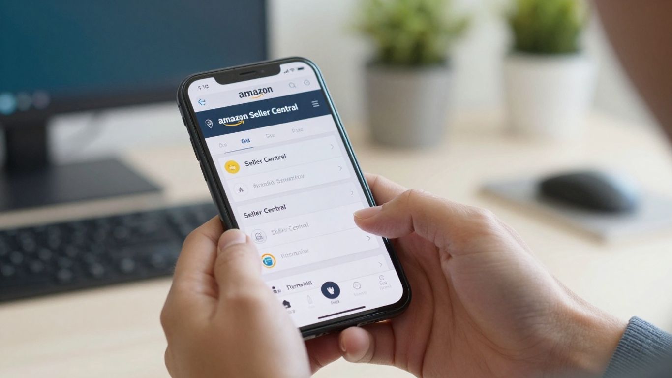Amazon Seller Central interface on a smartphone.
