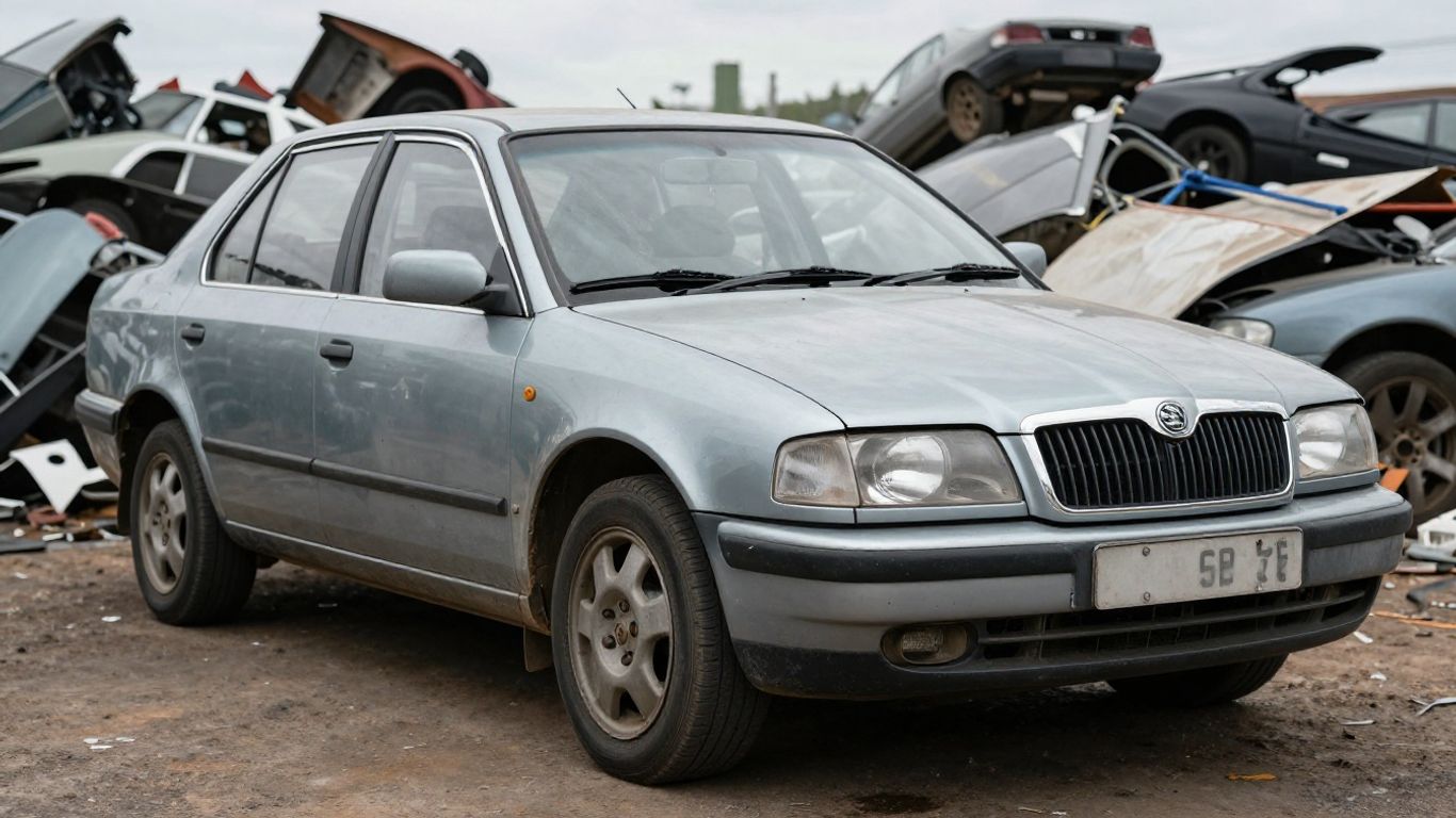 Skoda Superb car at a wrecking yard in Toowoomba.