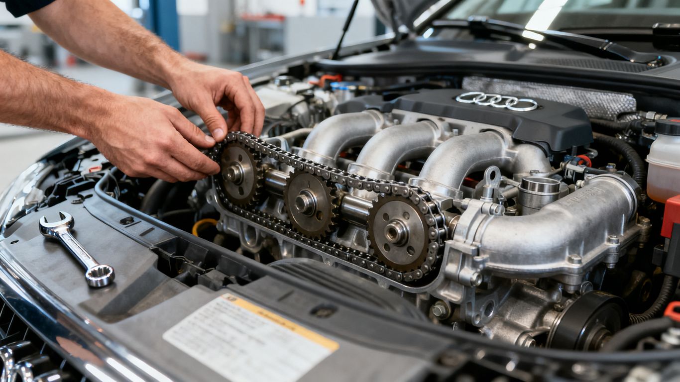 Audi 3.0 TDI Motorraum bei Werkstattprüfung