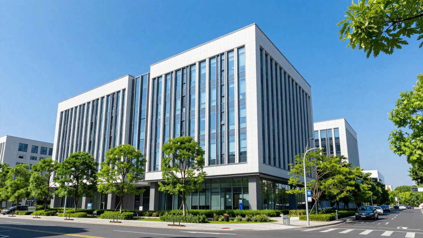 Forrestania Resources building exterior with trees and blue sky.