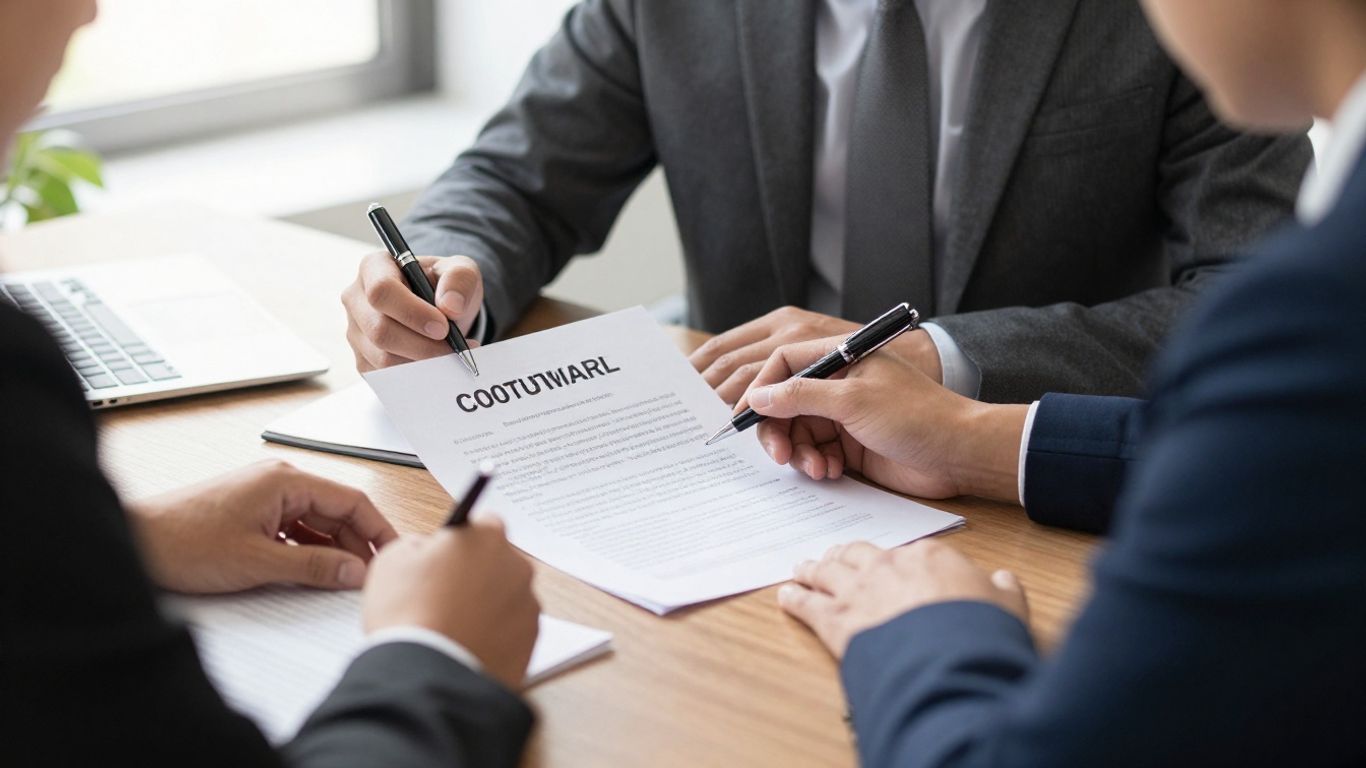 An advisor reviewing legal contracts for property investments