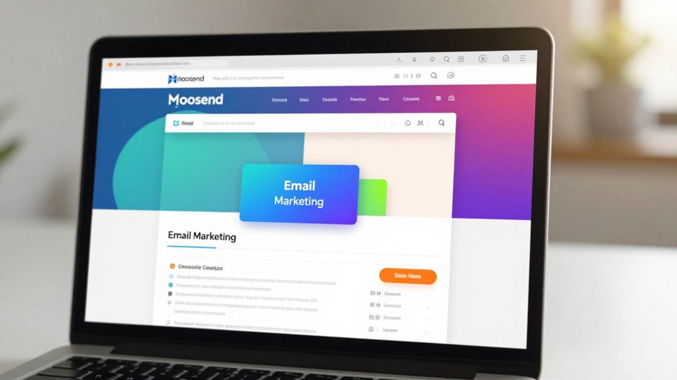 Moosend email marketing software on a laptop screen.