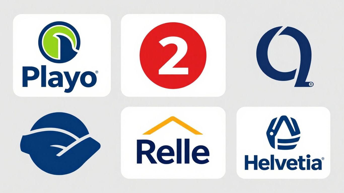 Logos de Pelayo, Reale y Helvetia comparados.