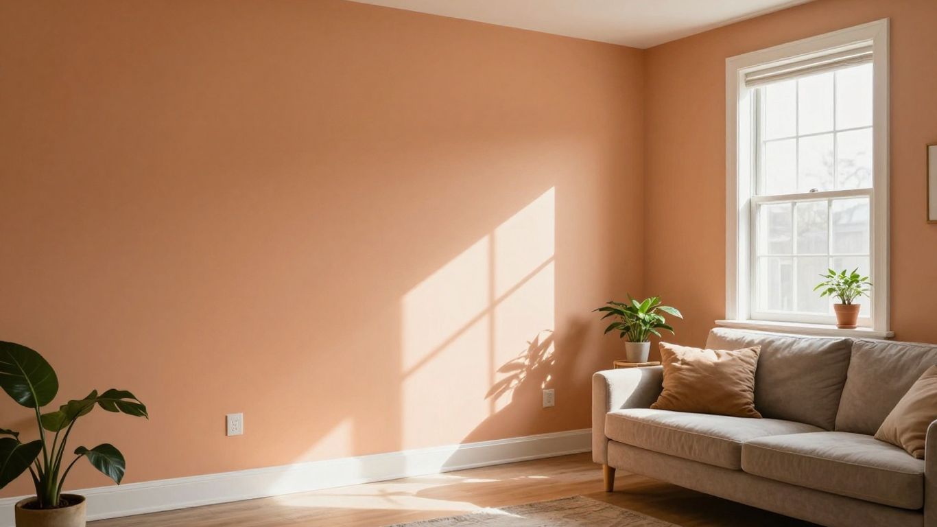 Newly painted living room with warm colors and natural light.